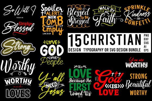 Christian Typography or SVG Bundle: Graphics & Crafts for Editorial Design