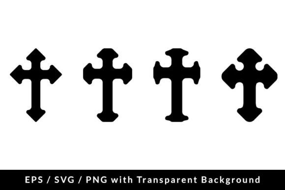 Gothic Christian Cross Icon Set SVG EPS
