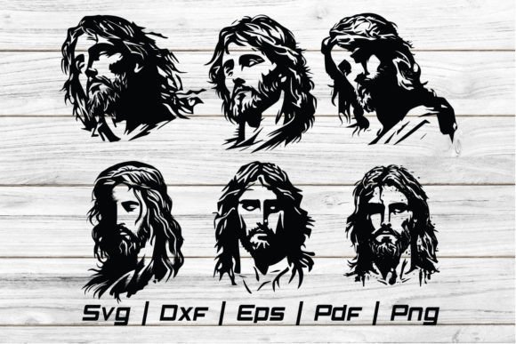 Jesus Head Cross Silhouette Svg File for Editorial Graphics & Crafts