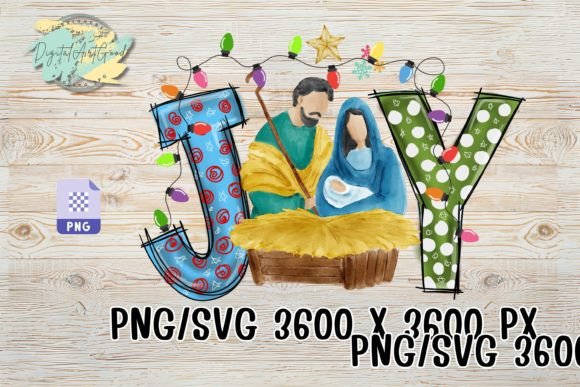 JOY Christmas Jesus Sublimation PNG: Graphics for Print Templates