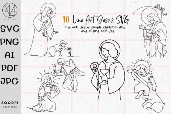 Line Art Jesus, Simple Christianity: Graphics & Illustrations